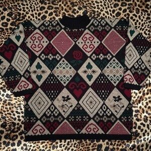 Vintage 90s Private Eyes Patterned Boxy Sweater